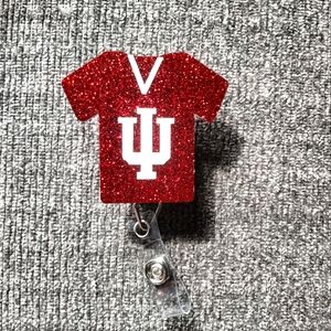 Indiana University Hoosiers Jersey Scrub Top T-shirt Retractable Name Badge Reel